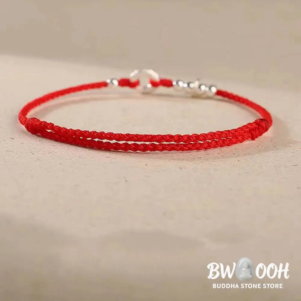BWOOOH 925 Sterling Silver Auspicious Clouds Peace Buckle Safe And Sound Bracelet Anklet - Dark Red