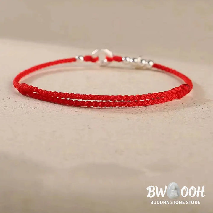 BWOOOH 925 Sterling Silver Auspicious Clouds Peace Buckle Safe And Sound Bracelet Anklet - Dark Red