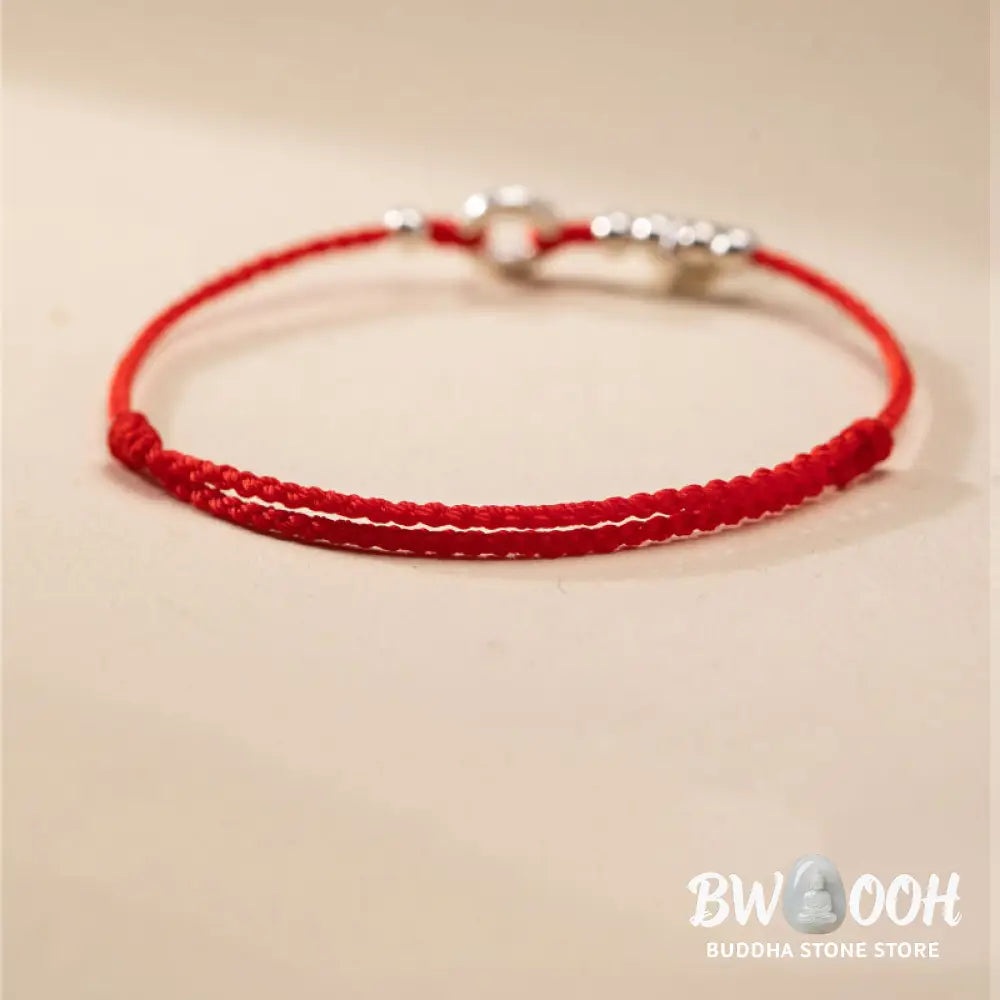 BWOOOH 925 Sterling Silver Auspicious Clouds Peace Buckle Safe And Sound Bracelet Anklet - Dark Red