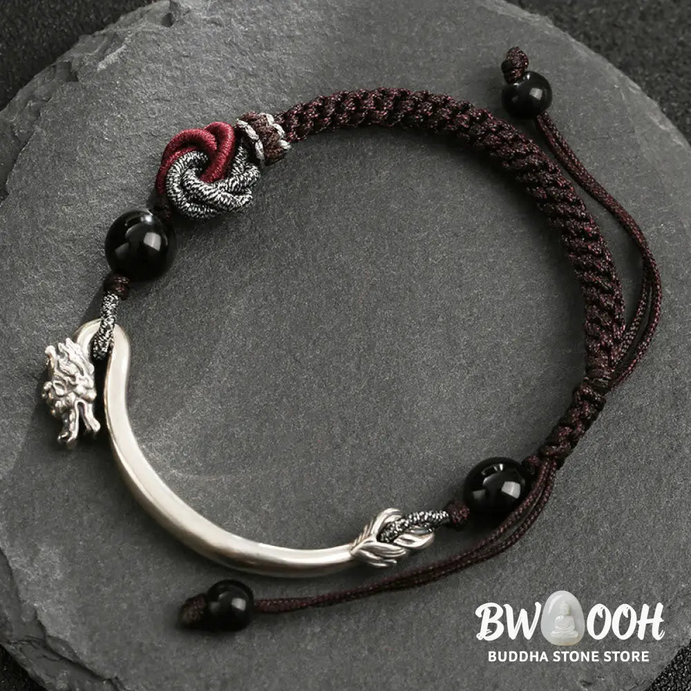 Buddha Stones 925 Sterling Silver Auspicious Dragon Success Handcrafted Braided Bracelet - 16 + 8cm - Bracelet