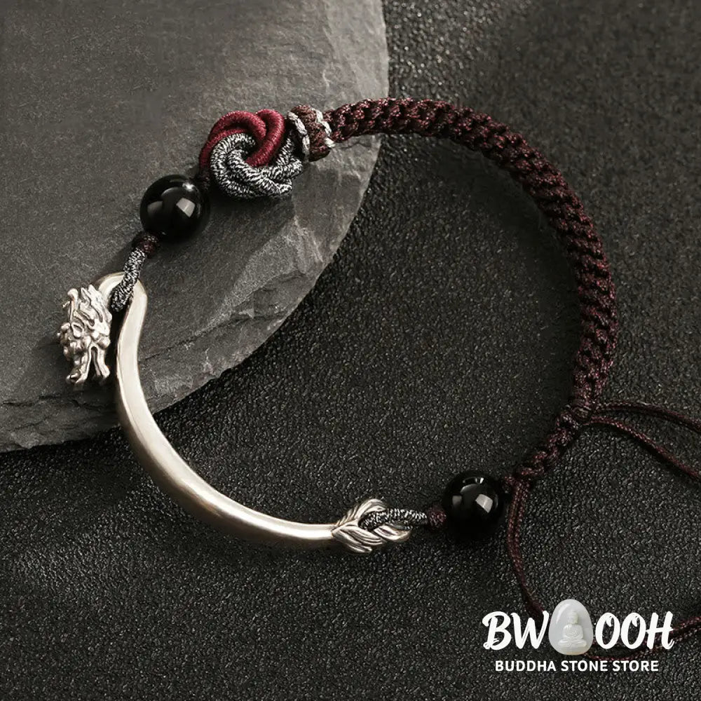 Buddha Stones 925 Sterling Silver Auspicious Dragon Success Handcrafted Braided Bracelet - 16 + 8cm - Bracelet