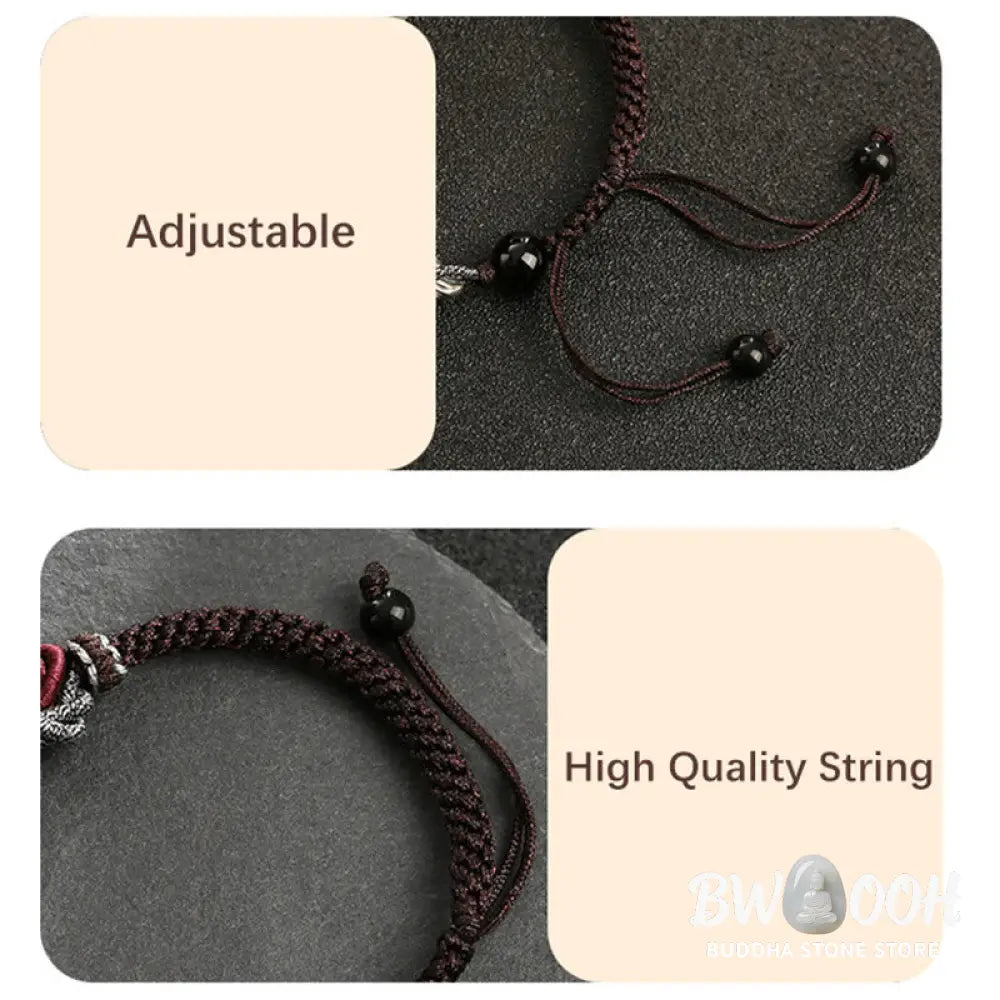 Buddha Stones 925 Sterling Silver Auspicious Dragon Success Handcrafted Braided Bracelet - 16 + 8cm - Bracelet