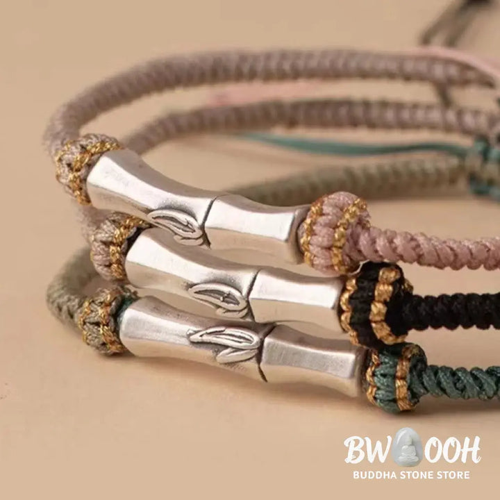 Buddha Stones 925 Sterling Silver Bamboo Protection Braided Bracelet - BWOOOH - Bracelet