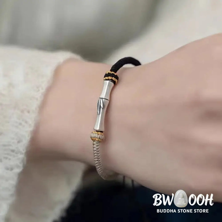 Buddha Stones 925 Sterling Silver Bamboo Protection Braided Bracelet - BWOOOH - Bracelet