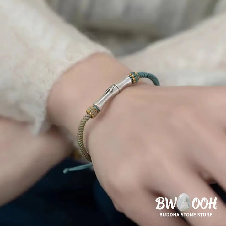 Buddha Stones 925 Sterling Silver Bamboo Protection Braided Bracelet - BWOOOH - Bracelet