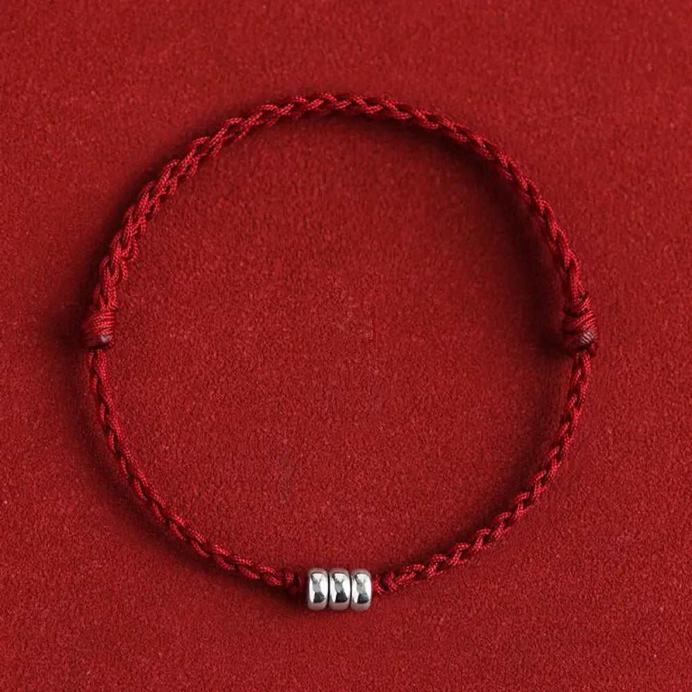 BWOOOH 925 Sterling Silver Beads Protection Luck Braided Bracelet Anklet - BWOOOH - Bracelet Anklet