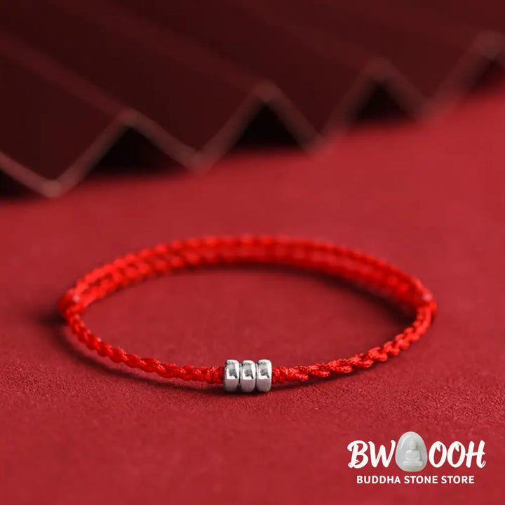 Buddha Stones 925 Sterling Silver Beads Protection Luck Braided Bracelet Anklet - BWOOOH - Bracelet Anklet