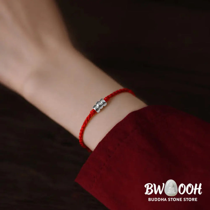 Buddha Stones 925 Sterling Silver Beads Protection Luck Braided Bracelet Anklet - BWOOOH - Bracelet Anklet