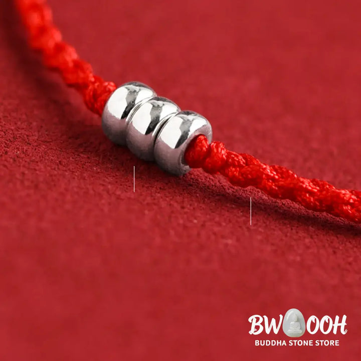 Buddha Stones 925 Sterling Silver Beads Protection Luck Braided Bracelet Anklet - BWOOOH - Bracelet Anklet