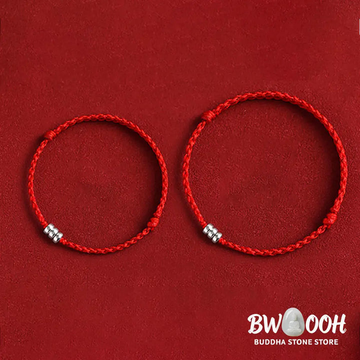 Buddha Stones 925 Sterling Silver Beads Protection Luck Braided Bracelet Anklet - BWOOOH - Bracelet Anklet