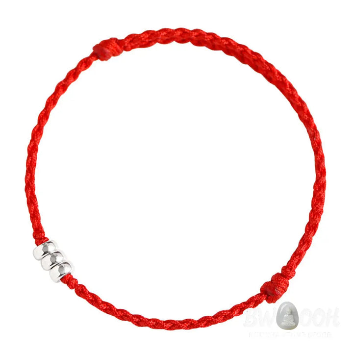 Buddha Stones 925 Sterling Silver Beads Protection Luck Braided Bracelet Anklet - BWOOOH - Bracelet Anklet