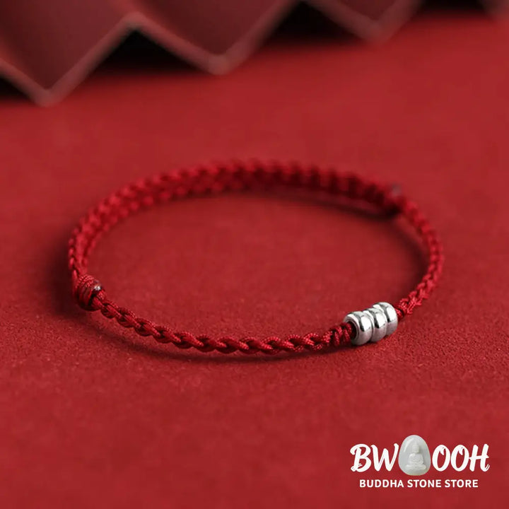 Buddha Stones 925 Sterling Silver Beads Protection Luck Braided Bracelet Anklet - BWOOOH - Bracelet Anklet