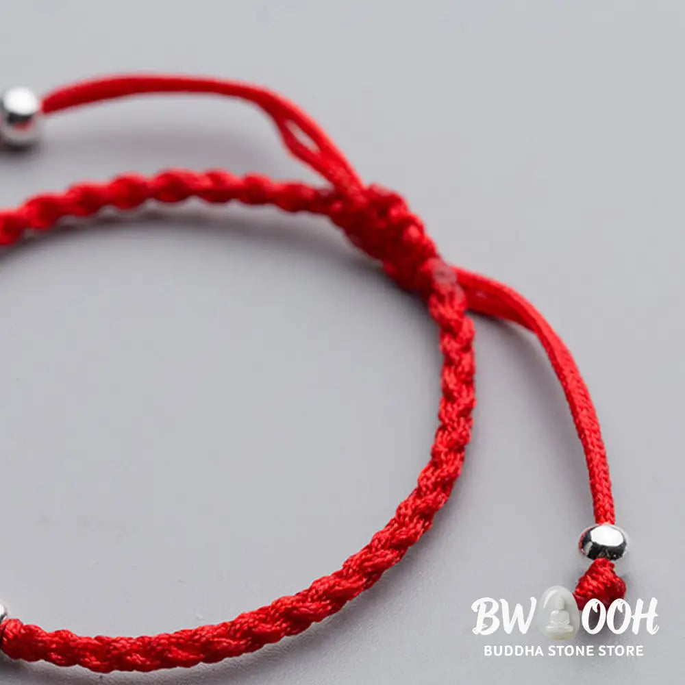 Buddha Stones 925 Sterling Silver Beads Snowflake Elephant Red String Luck Bracelet - 925 Sterling Silver(Wrist