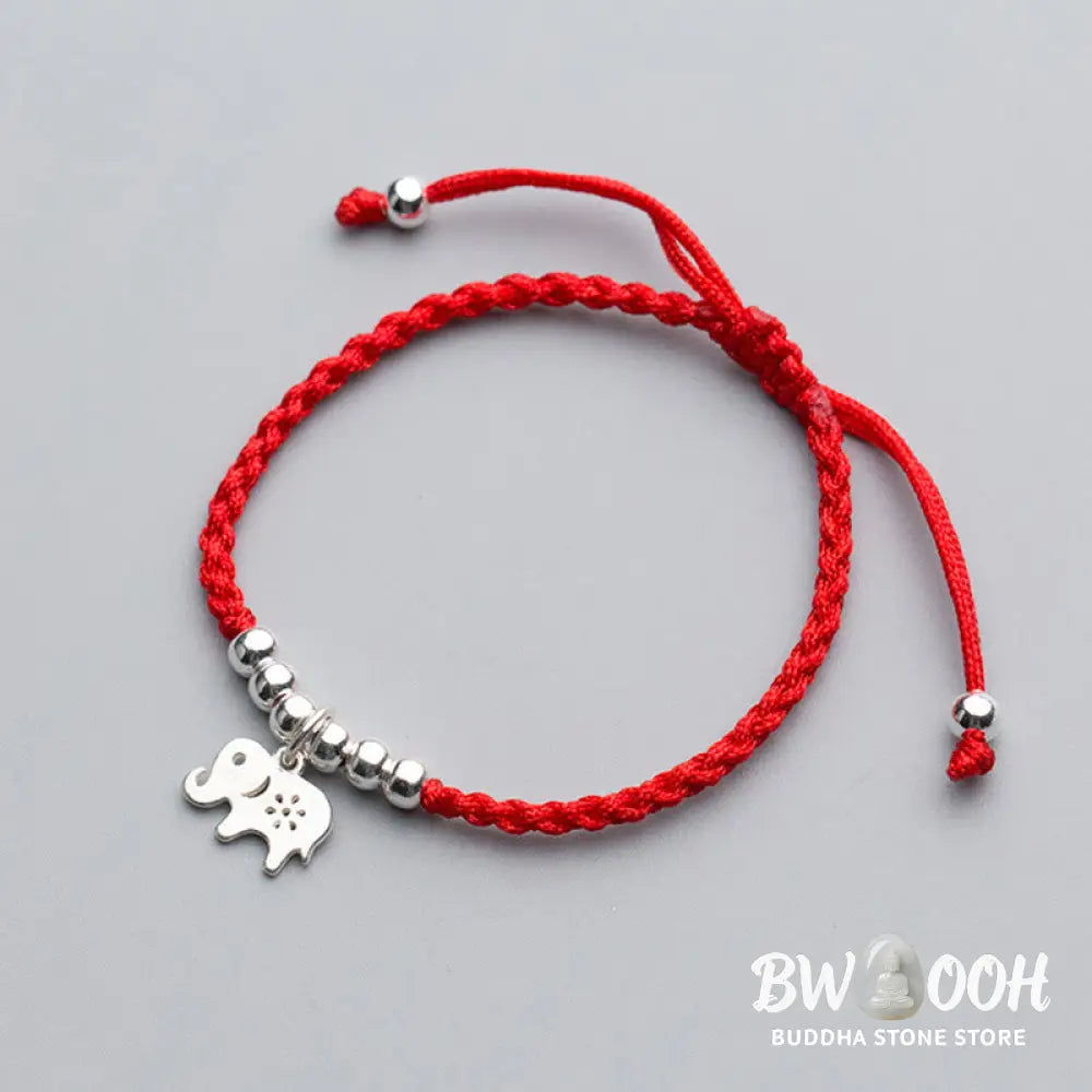 Buddha Stones 925 Sterling Silver Beads Snowflake Elephant Red String Luck Bracelet - 925 Sterling Silver(Wrist