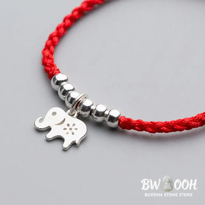 Buddha Stones 925 Sterling Silver Beads Snowflake Elephant Red String Luck Bracelet - 925 Sterling Silver(Wrist