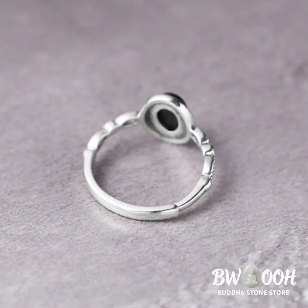Buddha Stones 925 Sterling Silver Black Onyx Fortune Ring - BWOOOH - Black Onyx(Protection♥Fortune)(Inner Diameter