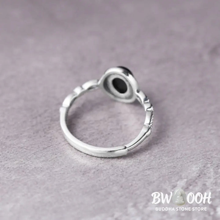Buddha Stones 925 Sterling Silver Black Onyx Fortune Ring - BWOOOH - Black Onyx(Protection♥Fortune)(Inner Diameter