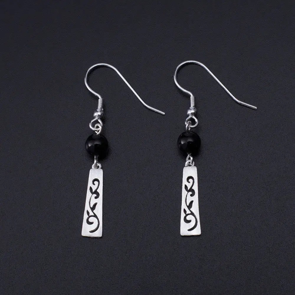 BWOOOH 925 Sterling Silver Black Onyx Hollow Vine Protection Drop Earrings — Sterling Silver crystal healing bracelet for ...