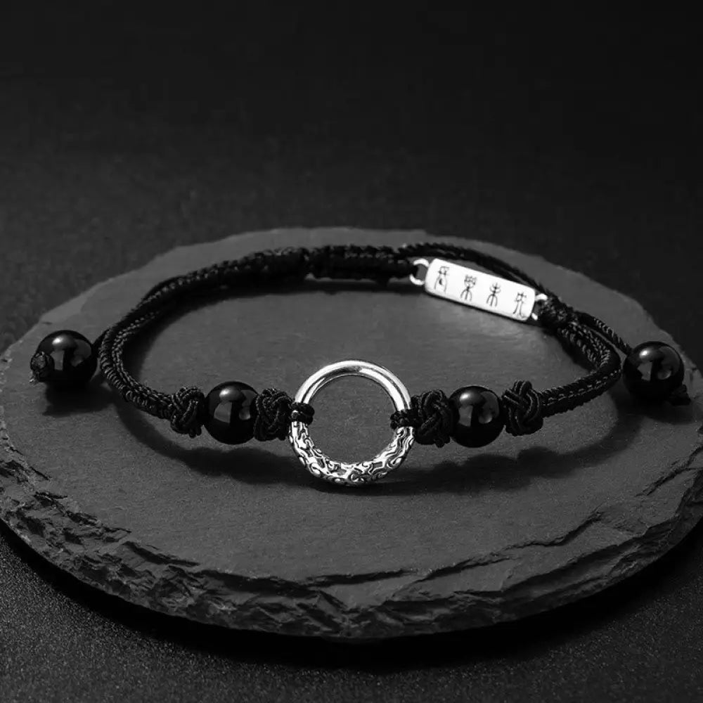BWOOOH 925 Sterling Silver Black Onyx Peace Buckle Protection Bracelet - BWOOOH - Black Onyx Peace Buckle(Wrist