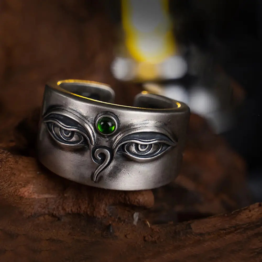 BWOOOH 925 Sterling Silver Bodhisattva Tara Calm Adjustable Ring — Sterling Silver crystal healing bracelet for spiritual ...