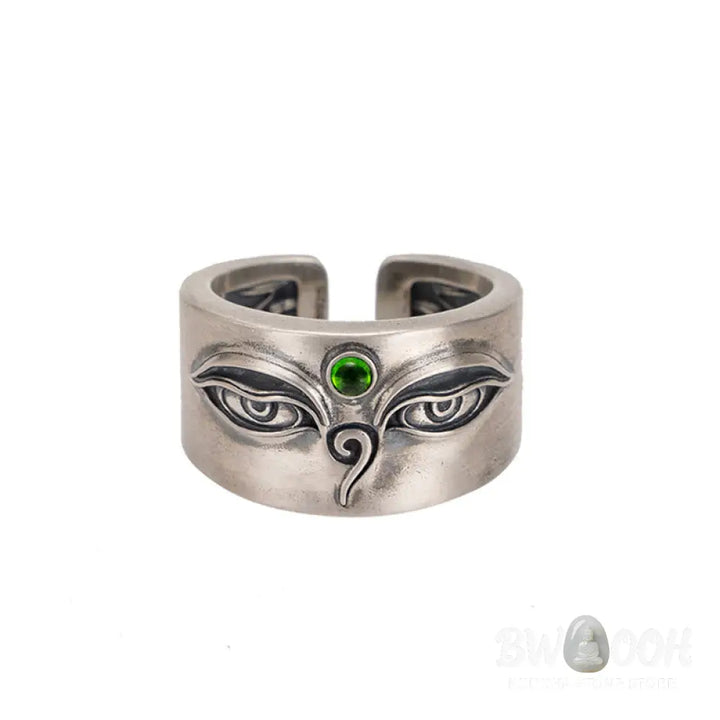 Buddha Stones 925 Sterling Silver Bodhisattva Tara Calm Adjustable Ring - Bodhisattva Tara(Circumference: 70mm) - Ring