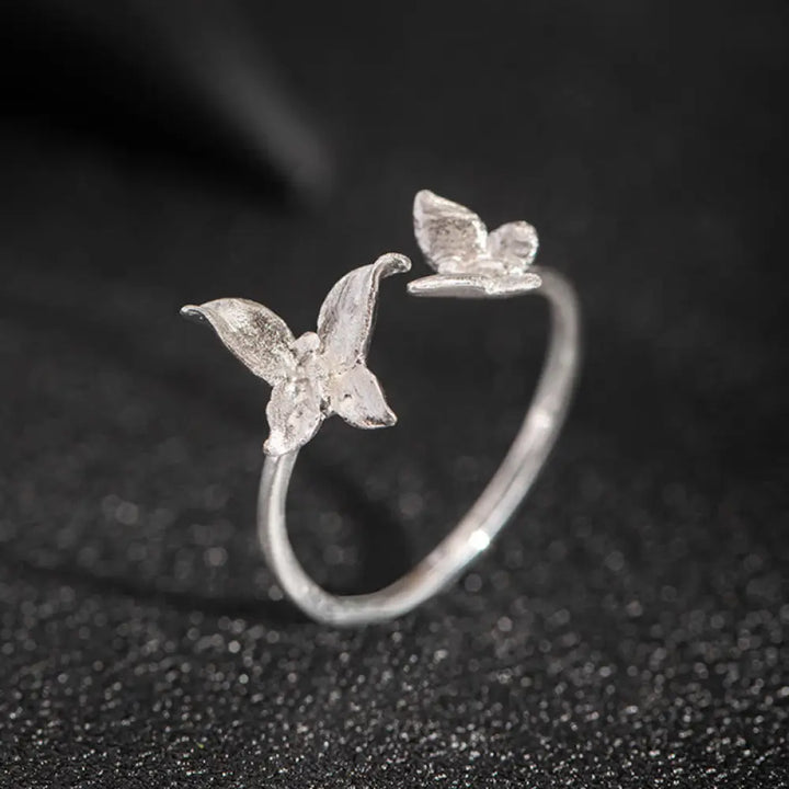 Buddha Stones 925 Sterling Silver Butterfly Love Ring - Silver - Ring