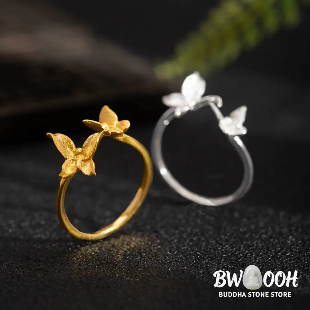 Buddha Stones 925 Sterling Silver Butterfly Love Ring - Ring