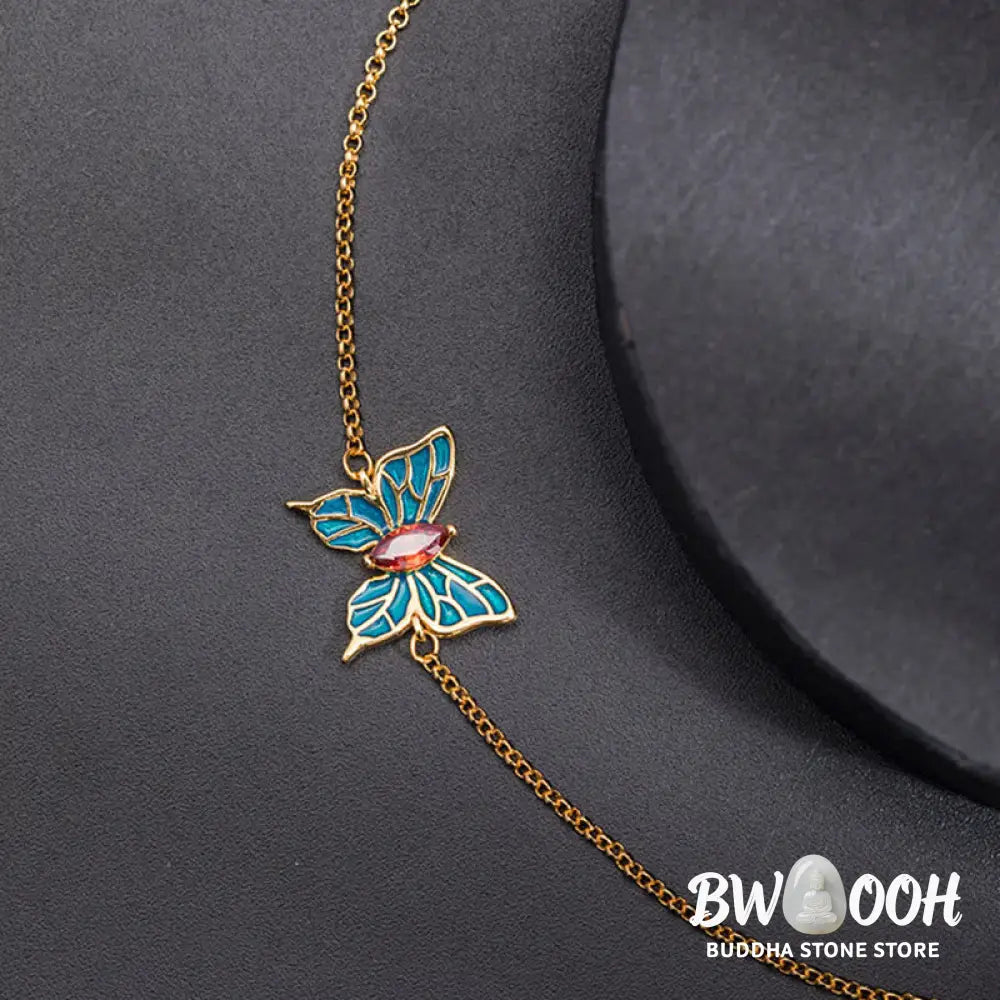 Buddha Stones 925 Sterling Silver Butterfly Zircon Love Chain Bracelet - BWOOOH - Feng Shui Butterfly(Love♥Freedom)