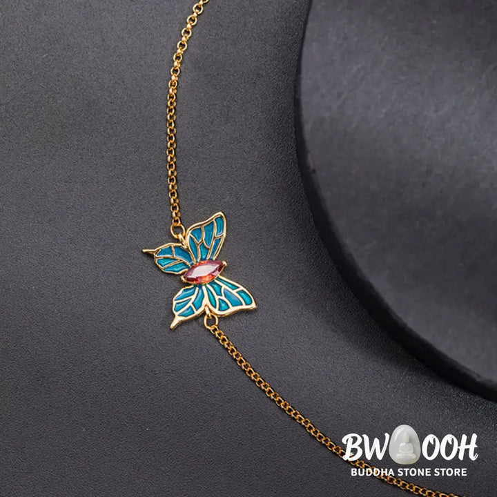 Buddha Stones 925 Sterling Silver Butterfly Zircon Love Chain Bracelet - BWOOOH - Feng Shui Butterfly(Love♥Freedom)
