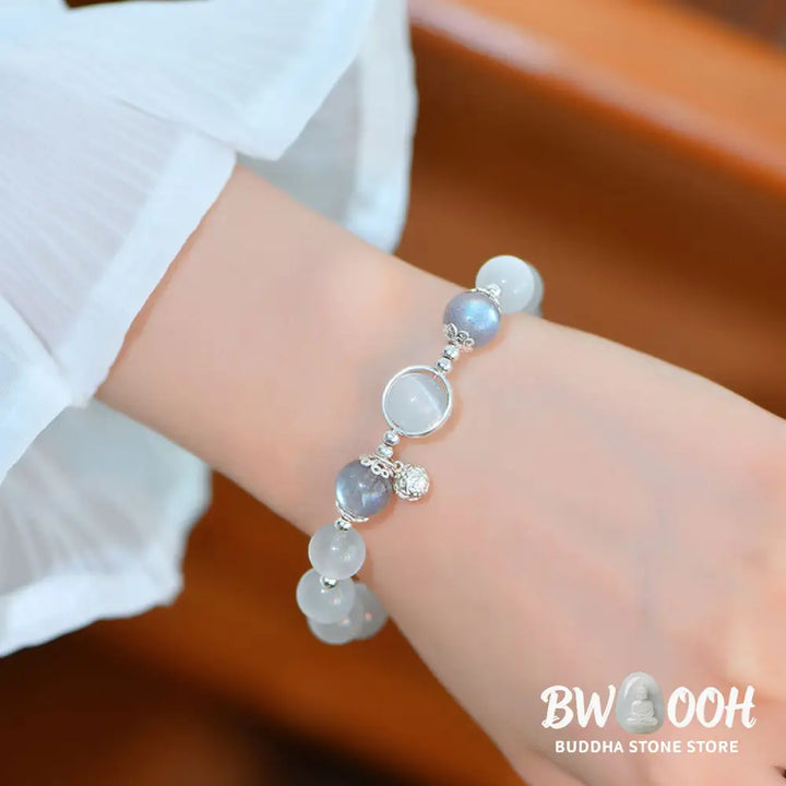 BWOOOH 925 Sterling Silver Cat Eye Moonstone Love Support Bracelet | spiritual healing bracelet