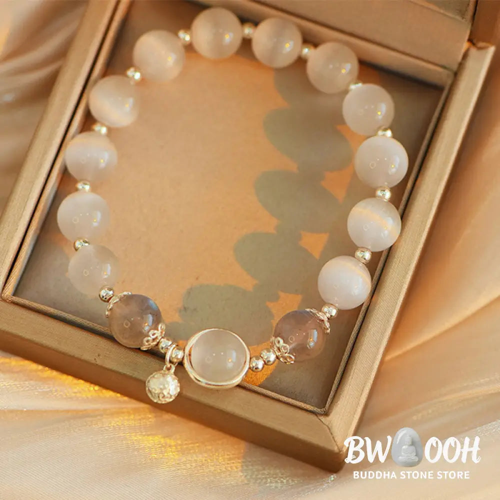BWOOOH 925 Sterling Silver Cat Eye Moonstone Love Support Bracelet | spiritual healing bracelet