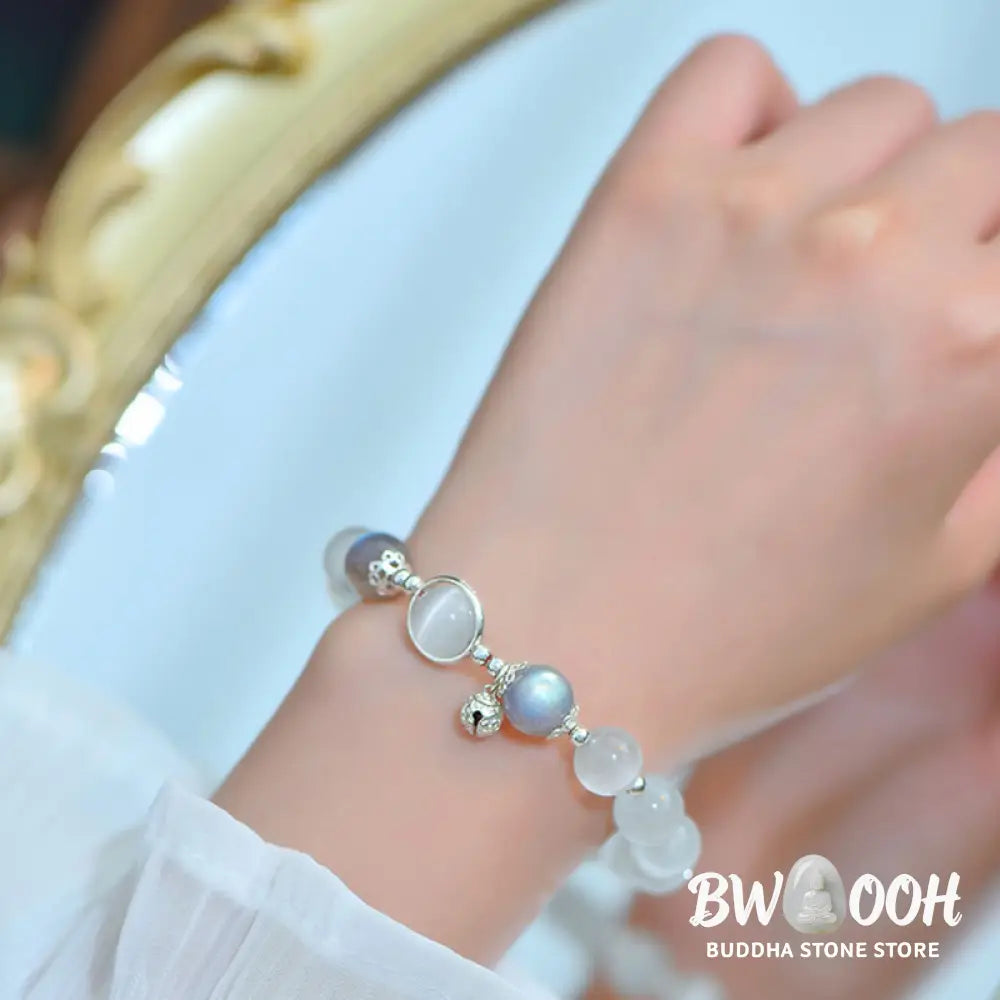BWOOOH 925 Sterling Silver Cat Eye Moonstone Love Support Bracelet | spiritual healing bracelet