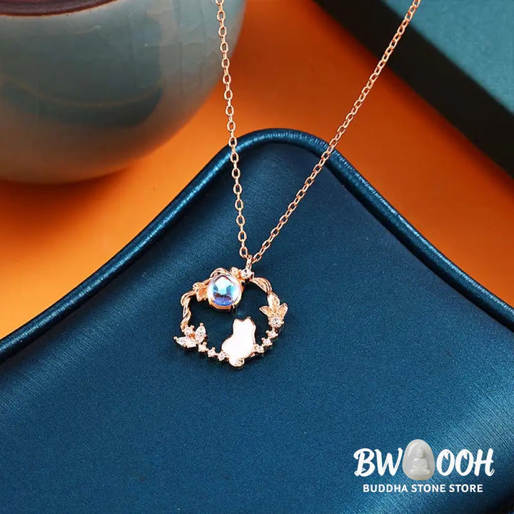 Buddha Stones 925 Sterling Silver Cat Flower Blessing Earrings Bracelet Necklace Pendant - BWOOOH - Bracelet Necklaces