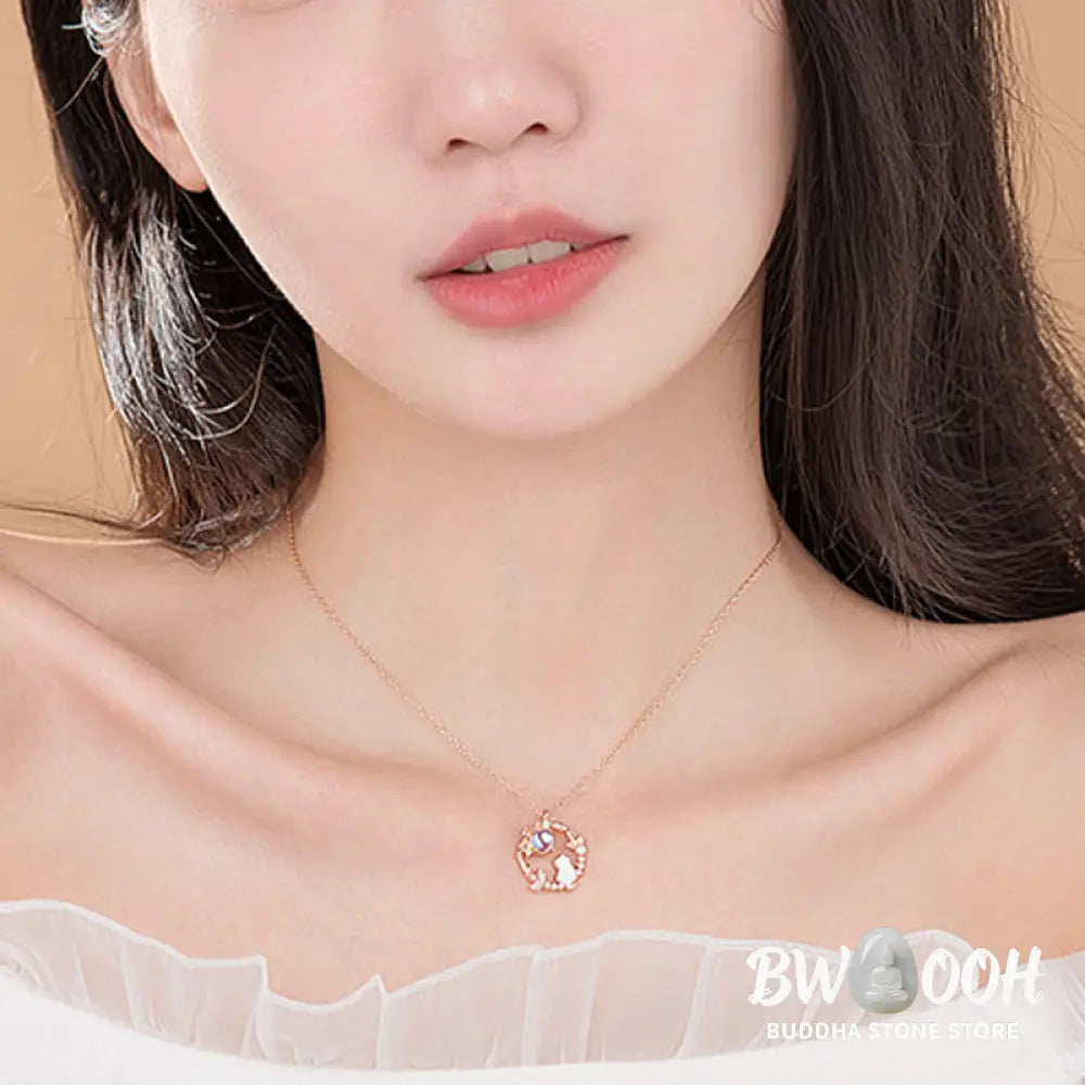 Buddha Stones 925 Sterling Silver Cat Flower Blessing Earrings Bracelet Necklace Pendant - BWOOOH - Bracelet Necklaces