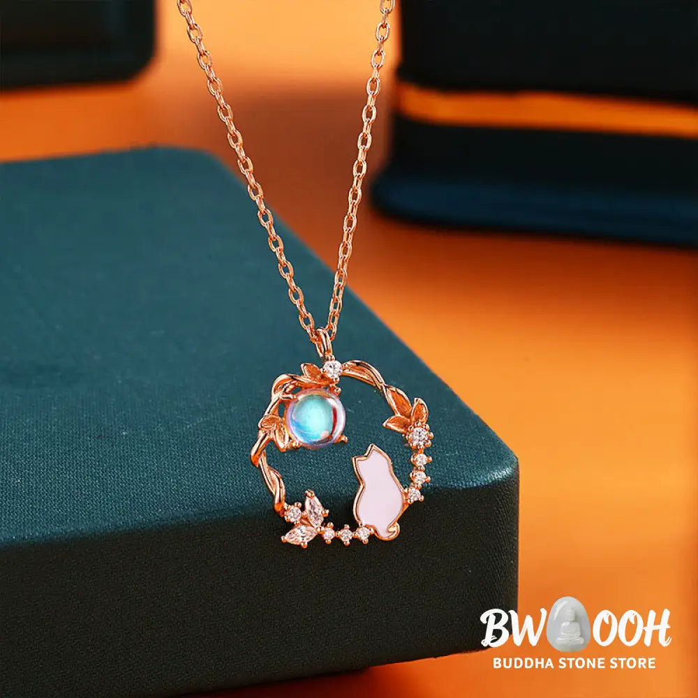 Buddha Stones 925 Sterling Silver Cat Flower Blessing Earrings Bracelet Necklace Pendant - BWOOOH - Bracelet Necklaces