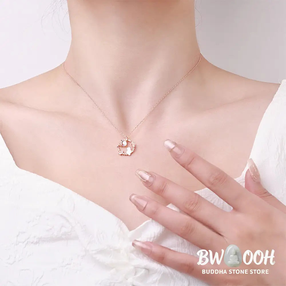 Buddha Stones 925 Sterling Silver Cat Flower Blessing Earrings Bracelet Necklace Pendant - BWOOOH - Bracelet Necklaces