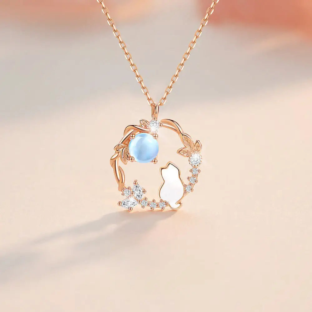Buddha Stones 925 Sterling Silver Cat Flower Blessing Earrings Bracelet Necklace Pendant - BWOOOH - 925 Sterling Silver