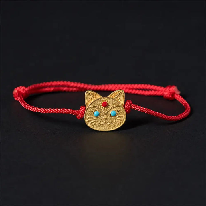 BWOOOH 925 Sterling Silver Cat Red String Bracelet