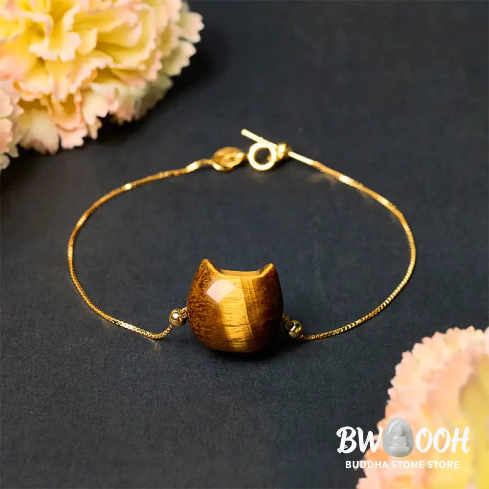 Buddha Stones 925 Sterling Silver Cat Tiger Eye Protection Bracelet - Bracelet
