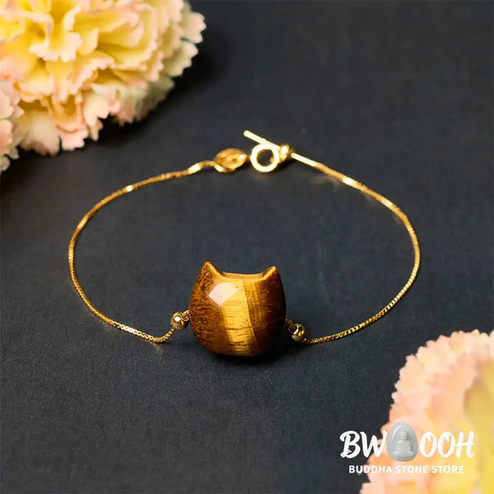Buddha Stones 925 Sterling Silver Cat Tiger Eye Protection Bracelet - Bracelet