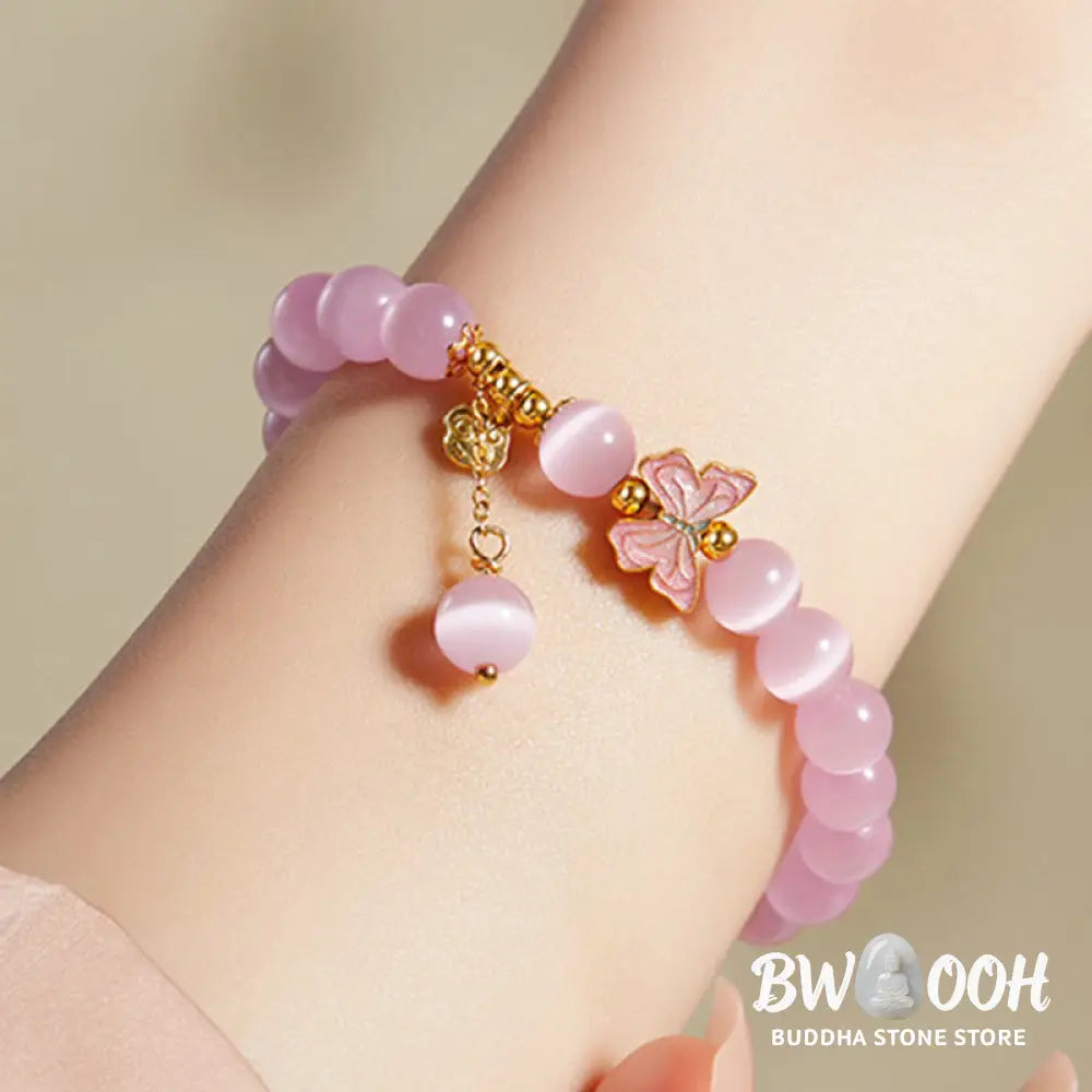 Buddha Stones 925 Sterling Silver Cat’s Eye Hetian Jade Butterfly Peace Lock Charm Peace Bracelet - BWOOOH - Cat’s
