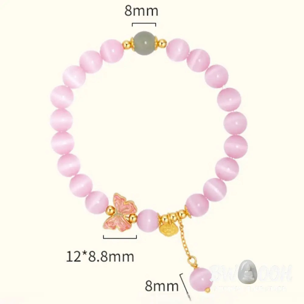 Buddha Stones 925 Sterling Silver Cat’s Eye Hetian Jade Butterfly Peace Lock Charm Peace Bracelet - BWOOOH - Cat’s