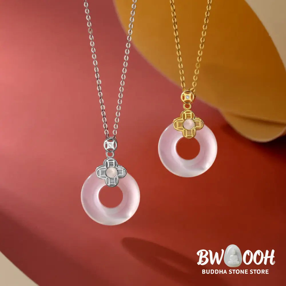 Buddha Stones 925 Sterling Silver Chalcedony Coin Peace Buckle Positive Necklace Pendant - BWOOOH - Necklaces &amp; Pendants