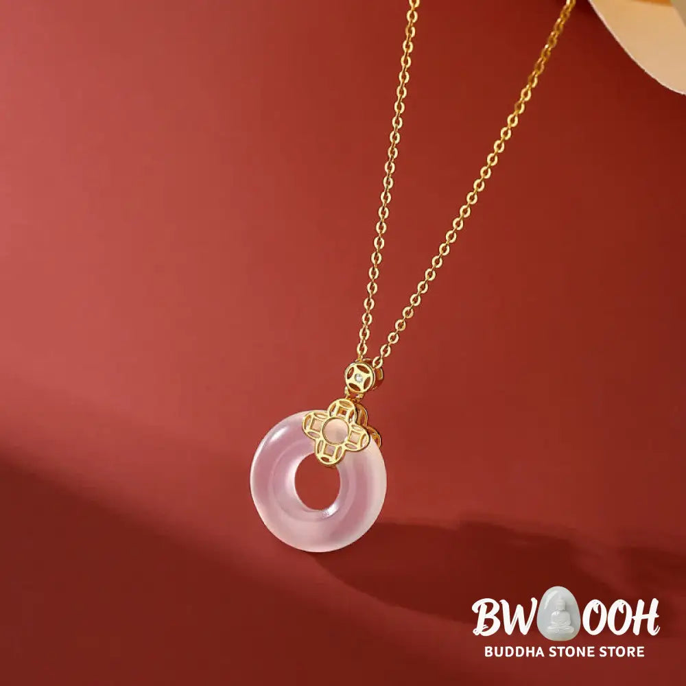 Buddha Stones 925 Sterling Silver Chalcedony Coin Peace Buckle Positive Necklace Pendant - BWOOOH - Necklaces &amp; Pendants