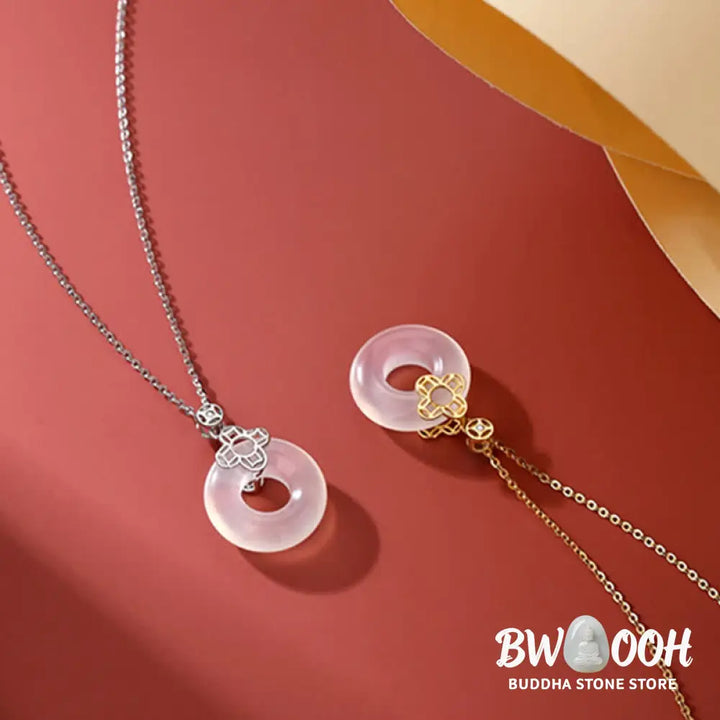 Buddha Stones 925 Sterling Silver Chalcedony Coin Peace Buckle Positive Necklace Pendant - BWOOOH - Necklaces &amp; Pendants