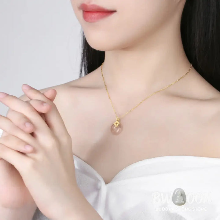 Buddha Stones 925 Sterling Silver Chalcedony Coin Peace Buckle Positive Necklace Pendant - BWOOOH - Necklaces &amp; Pendants