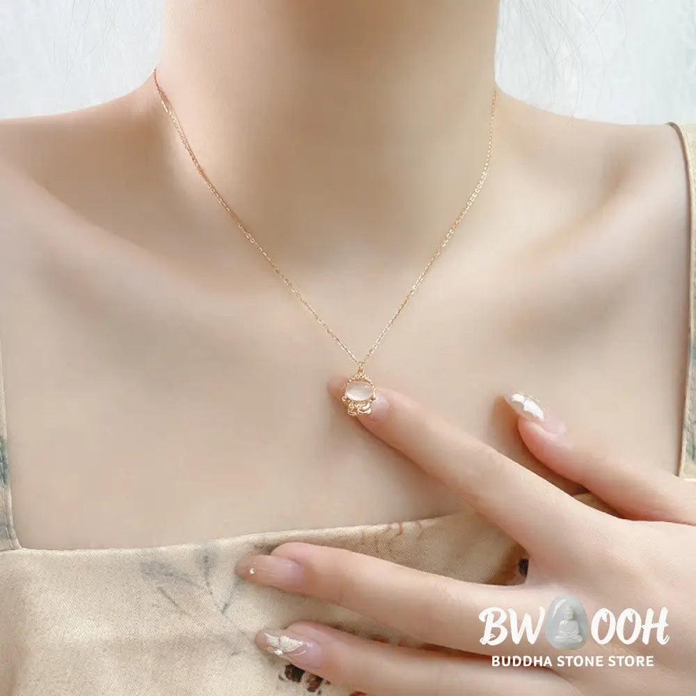 Buddha Stones 925 Sterling Silver Chalcedony Formless Buddha Positive Necklace Pendant - BWOOOH - Necklaces &amp; Pendants
