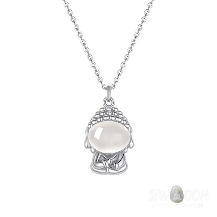 Buddha Stones 925 Sterling Silver Chalcedony Formless Buddha Positive Necklace Pendant - BWOOOH - Necklaces &amp; Pendants
