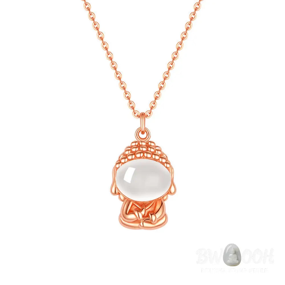 Buddha Stones 925 Sterling Silver Chalcedony Formless Buddha Positive Necklace Pendant - BWOOOH - Necklaces &amp; Pendants