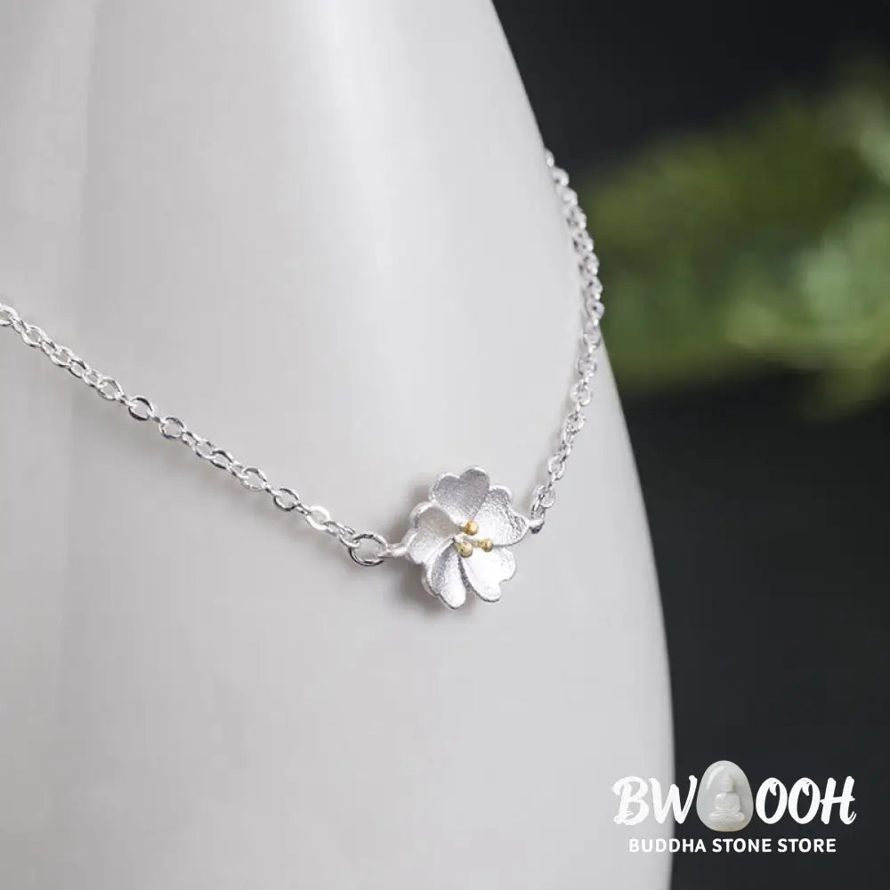BWOOOH 925 Sterling Silver Cherry Blossom Blessing Chain Bracelet | spiritual healing bracelet